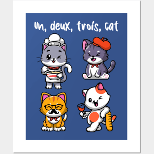 Un deux trois cat - cute French cats (on dark colors) Posters and Art